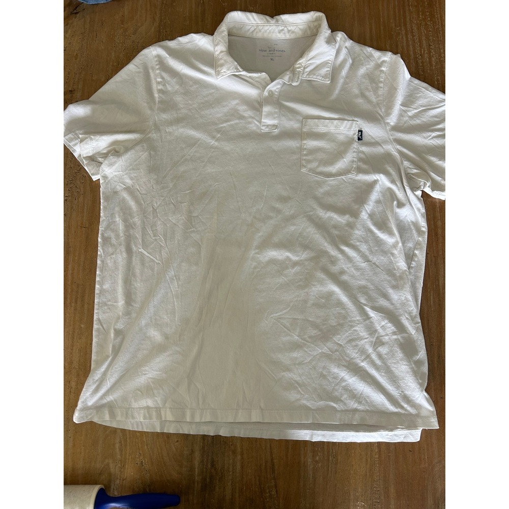 Vineyard Vines Classic Fit White Short Sleeve Pocket‎ Polo Shirt Mens XL